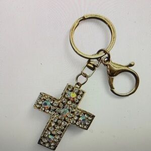 Gold Crystal Cross Key Holder